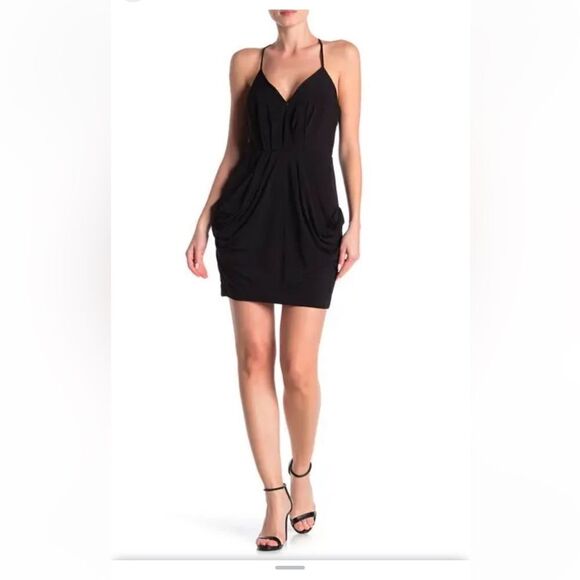 BCBGeneration Black Drape Spaghetti Strap Drape Pocket Dress Size XS - Picture 1 of 7